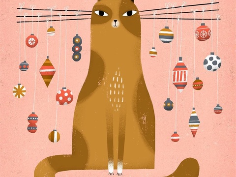  可爱动物手绘，创意童趣插画，猫咪动物插画，治愈系插画，可爱儿 