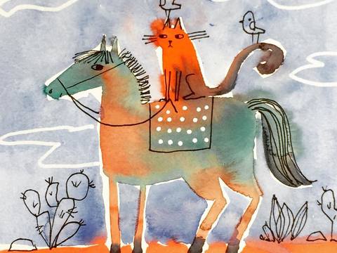  可爱动物手绘，创意童趣插画，猫咪动物插画，治愈系插画，可爱儿 