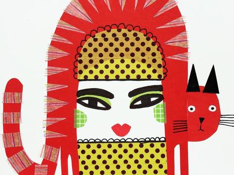  可爱动物手绘，创意童趣插画，猫咪动物插画，治愈系插画，可爱儿 