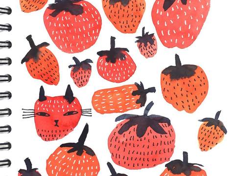  可爱动物手绘，创意童趣插画，猫咪动物插画，治愈系插画，可爱儿 