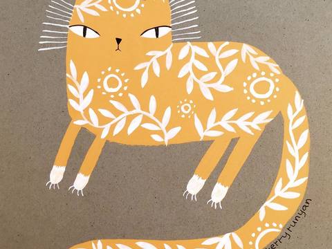  可爱动物手绘，创意童趣插画，猫咪动物插画，治愈系插画，可爱儿 