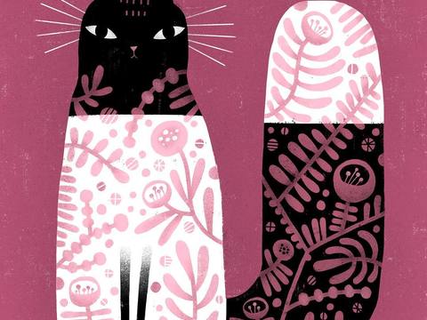  可爱动物手绘，创意童趣插画，猫咪动物插画，治愈系插画，可爱儿 