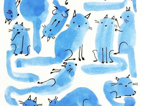  可爱动物手绘，创意童趣插画，猫咪动物插画，治愈系插画，可爱儿 