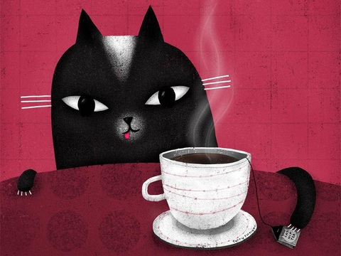  可爱动物手绘，创意童趣插画，猫咪动物插画，治愈系插画，可爱儿 