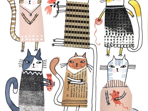  可爱动物手绘，创意童趣插画，猫咪动物插画，治愈系插画，可爱儿 