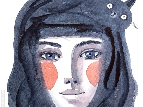  可爱动物手绘，创意童趣插画，猫咪动物插画，治愈系插画，可爱儿 