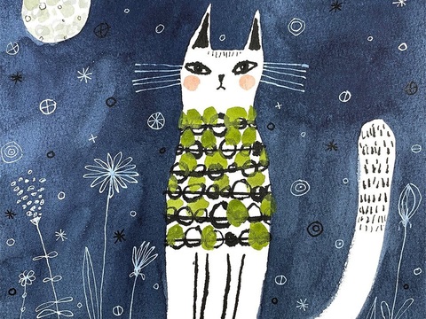 可爱动物手绘，创意童趣插画，猫咪动物插画，治愈系插画，可爱儿 