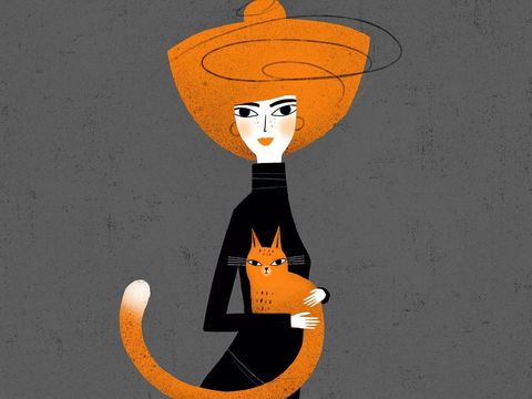  可爱动物手绘，创意童趣插画，猫咪动物插画，治愈系插画，可爱儿 