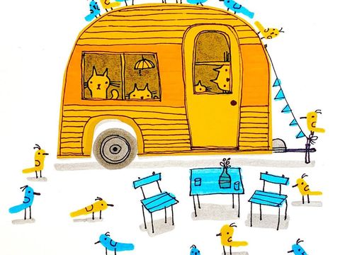  可爱动物手绘，创意童趣插画，猫咪动物插画，治愈系插画，可爱儿 