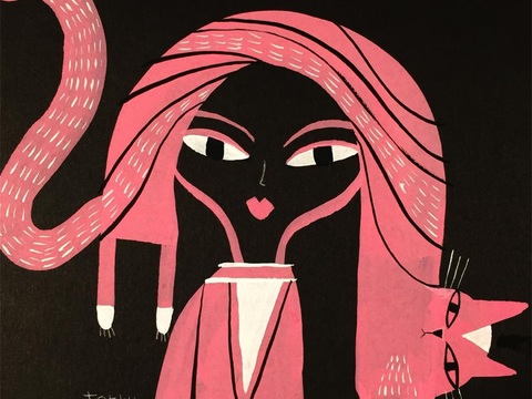  可爱动物手绘创意童趣插画猫咪动物插画治愈系插画可爱儿童插画 