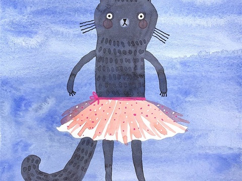  可爱动物手绘，创意童趣插画，猫咪动物插画，治愈系插画，可爱儿 