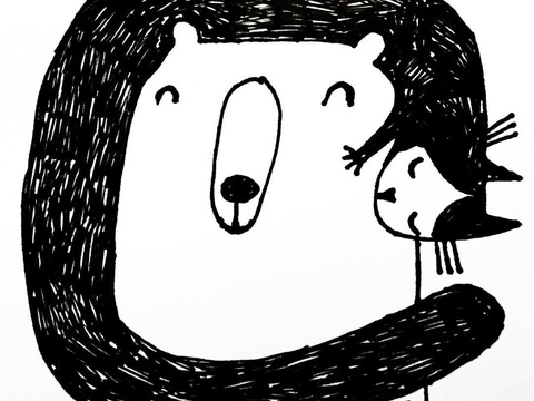  可爱动物手绘创意童趣插画猫咪动物插画治愈系插画可爱儿童插画 