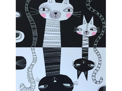  可爱动物手绘创意童趣插画猫咪动物插画治愈系插画可爱儿童插画 