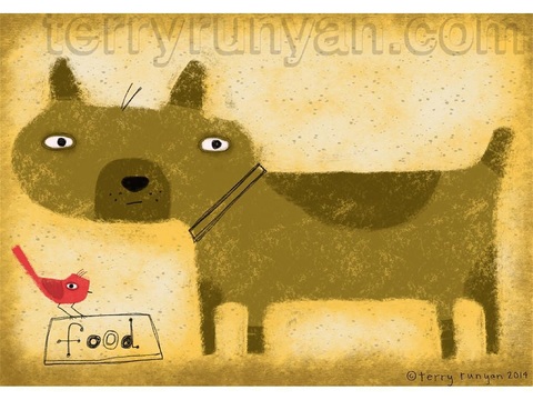  可爱动物手绘创意童趣插画猫咪动物插画治愈系插画可爱儿童插画 