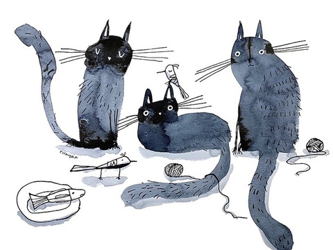  可爱动物手绘创意童趣插画猫咪动物插画治愈系插画可爱儿童插画 