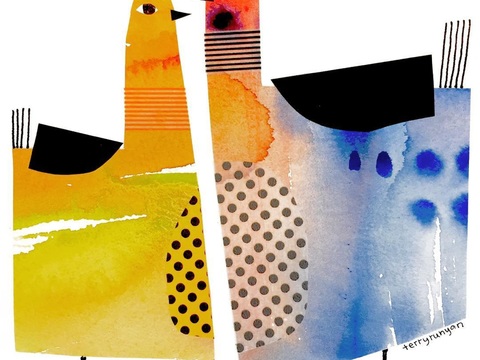  可爱动物手绘创意童趣插画猫咪动物插画治愈系插画可爱儿童插画 