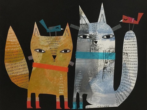 可爱动物手绘，创意童趣插画，猫咪动物插画，治愈系插画，可爱儿