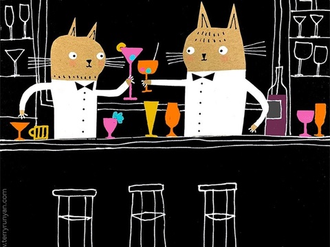  可爱动物手绘，创意童趣插画，猫咪动物插画，治愈系插画，可爱儿 