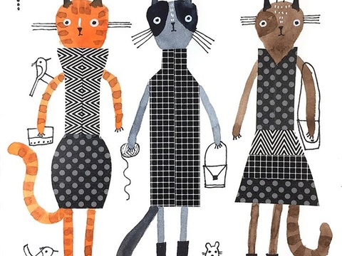  可爱动物手绘创意童趣插画猫咪动物插画治愈系插画可爱儿童插画 