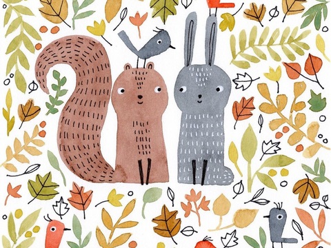  可爱动物手绘创意童趣插画猫咪动物插画治愈系插画可爱儿童插画 