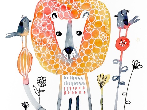  可爱动物手绘，创意童趣插画，猫咪动物插画，治愈系插画，可爱儿 