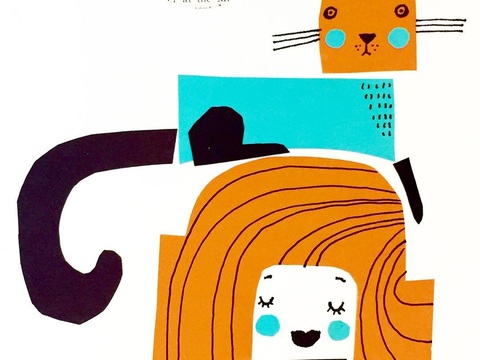  可爱动物手绘创意童趣插画猫咪动物插画治愈系插画可爱儿童插画 