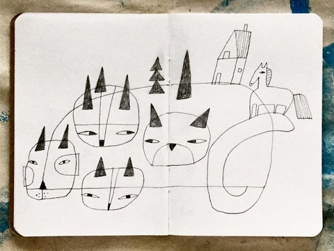  可爱动物手绘创意童趣插画猫咪动物插画治愈系插画可爱儿童插画 