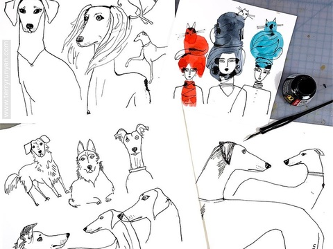  可爱动物手绘，创意童趣插画，猫咪动物插画，治愈系插画，可爱儿 