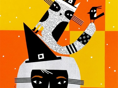  可爱动物手绘创意童趣插画猫咪动物插画治愈系插画可爱儿童插画 