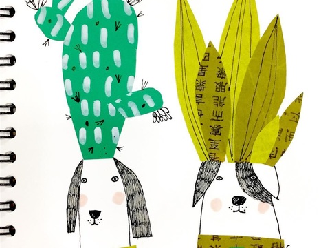  可爱动物手绘创意童趣插画猫咪动物插画治愈系插画可爱儿童插画 