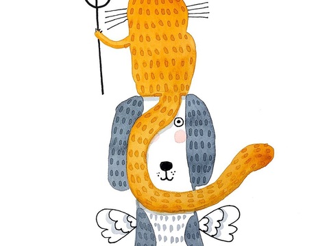  可爱动物手绘创意童趣插画猫咪动物插画治愈系插画可爱儿童插画 