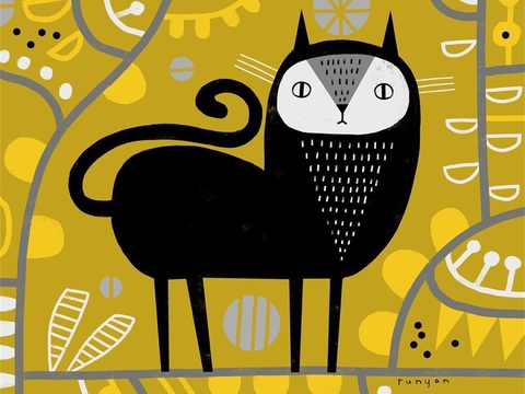  可爱动物手绘创意童趣插画猫咪动物插画治愈系插画可爱儿童插画 