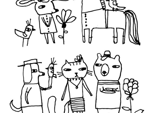  可爱动物手绘创意童趣插画猫咪动物插画治愈系插画可爱儿童插画 