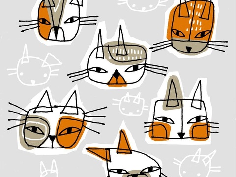  可爱动物手绘创意童趣插画猫咪动物插画治愈系插画可爱儿童插画 