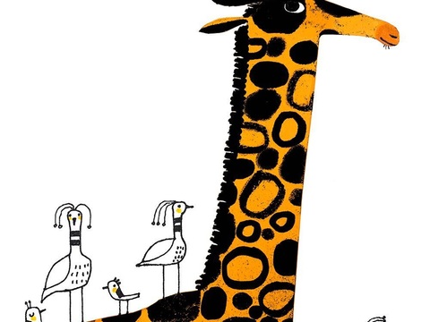  可爱动物手绘创意童趣插画猫咪动物插画治愈系插画可爱儿童插画 