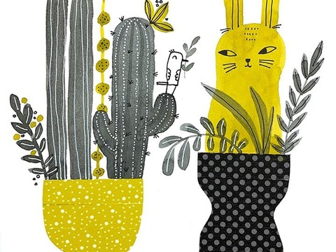  可爱动物手绘，创意童趣插画，猫咪动物插画，治愈系插画，可爱儿 