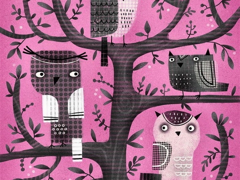  可爱动物手绘创意童趣插画猫咪动物插画治愈系插画可爱儿童插画 