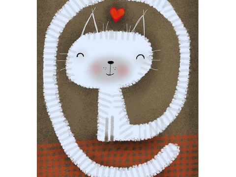  可爱动物手绘创意童趣插画猫咪动物插画治愈系插画可爱儿童插画 