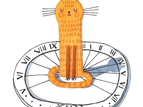  可爱动物手绘，创意童趣插画，猫咪动物插画，治愈系插画，可爱儿 