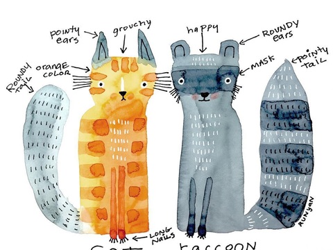  可爱动物手绘创意童趣插画猫咪动物插画治愈系插画可爱儿童插画 