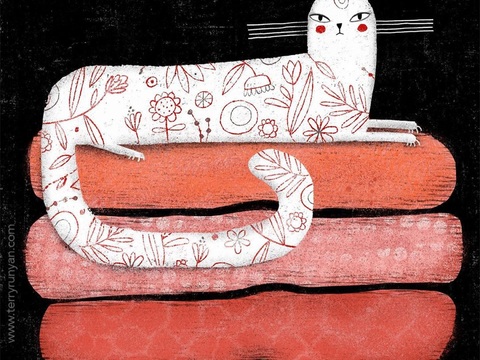  可爱动物手绘创意童趣插画猫咪动物插画治愈系插画可爱儿童插画 