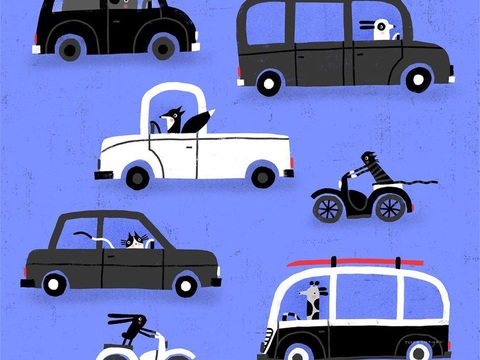  可爱动物手绘创意童趣插画猫咪动物插画治愈系插画可爱儿童插画 