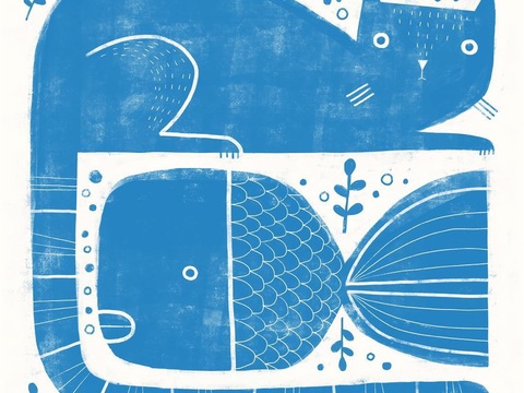  可爱动物手绘，创意童趣插画，猫咪动物插画，治愈系插画，可爱儿 