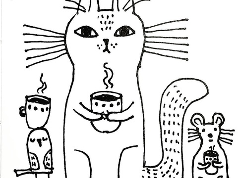  可爱动物手绘创意童趣插画猫咪动物插画治愈系插画可爱儿童插画 