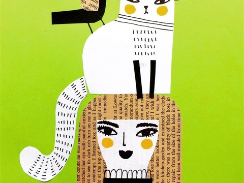  可爱动物手绘，创意童趣插画，猫咪动物插画，治愈系插画，可爱儿 