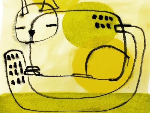  可爱动物手绘，创意童趣插画，猫咪动物插画，治愈系插画，可爱儿 