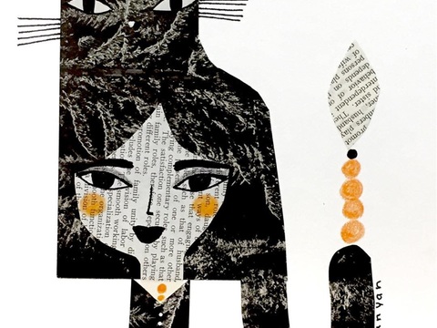  可爱动物手绘，创意童趣插画，猫咪动物插画，治愈系插画，可爱儿 