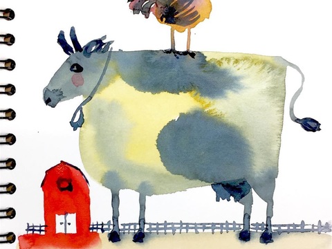  可爱动物手绘创意童趣插画猫咪动物插画治愈系插画可爱儿童插画 