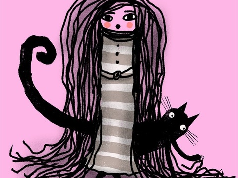  可爱动物手绘，创意童趣插画，猫咪动物插画，治愈系插画，可爱儿 