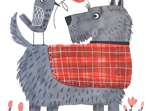  可爱动物手绘创意童趣插画猫咪动物插画治愈系插画可爱儿童插画 